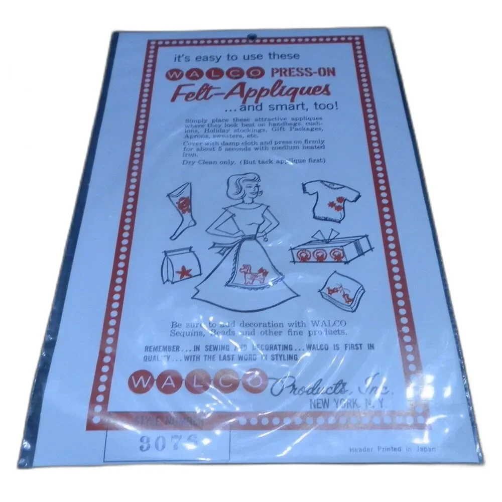 Vintage Walco Press-On Christmas Felt Appliques Lot of 12 NEW